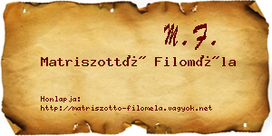 Matriszottó Filoméla névjegykártya